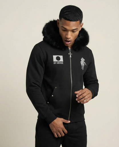 Sweats - Graphic Fur-Trim Hoodie