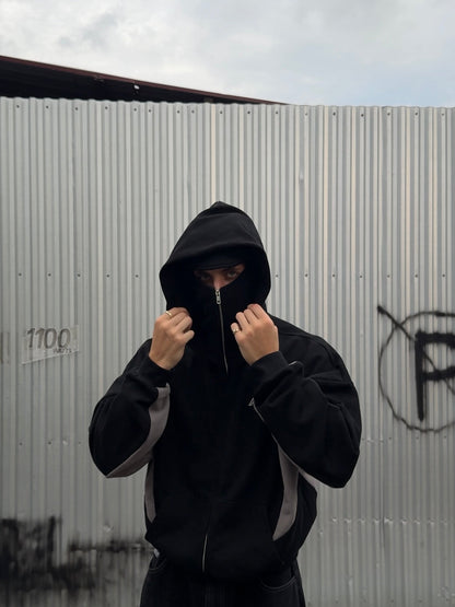 SWEATS® BLACK/GREY - BALACLAVA ZIP HOODIE