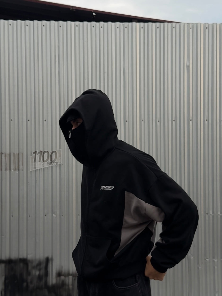 SWEATS® BLACK/GREY - BALACLAVA ZIP HOODIE