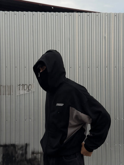 SWEATS® BLACK/GREY - BALACLAVA ZIP HOODIE