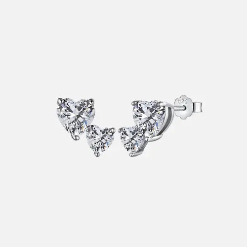 Iced Double Hearts Earrings - S925