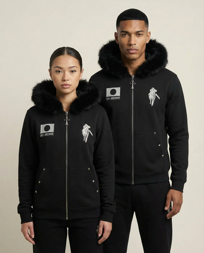 Sweats - Graphic Fur-Trim Hoodie