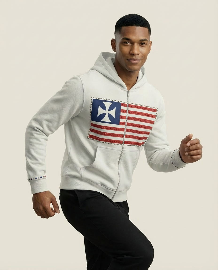 Sweats - Flag Graphic Full-Zip Hoodie
