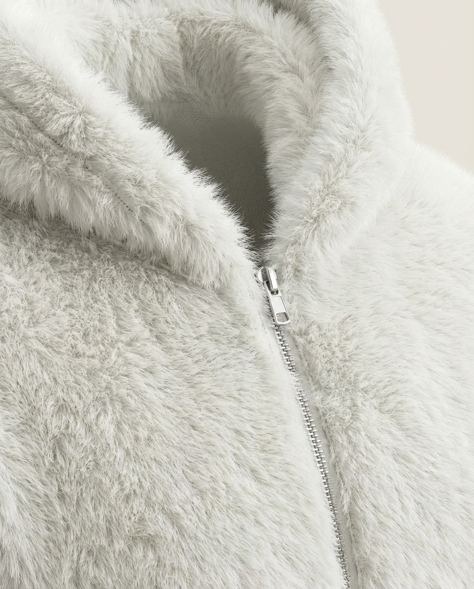 Sweats - Faux Fur Zip-Up Bomber Jacket