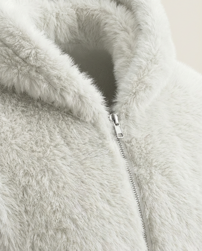 Sweats - Faux Fur Zip-Up Bomber Jacket