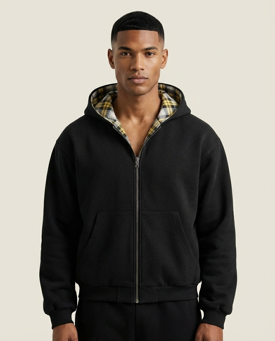 Sweats - Reversible Plaid Zip-Up Hoodie