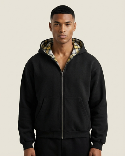 Sweats - Reversible Plaid Zip-Up Hoodie