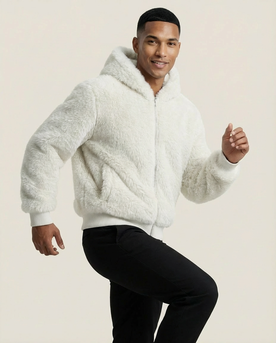 Sweats - Faux Fur Zip-Up Bomber Jacket