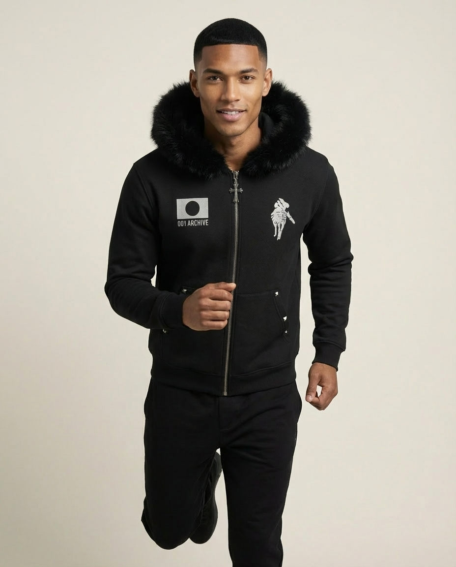 Sweats - Graphic Fur-Trim Hoodie