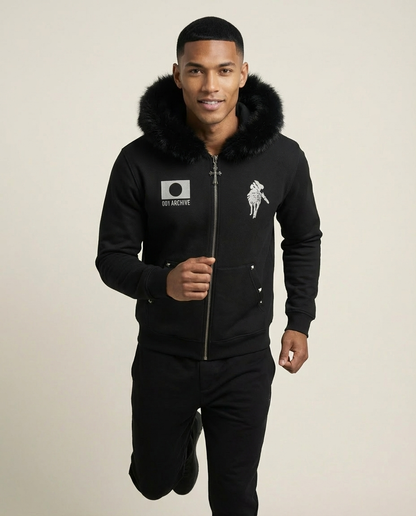 Sweats - Graphic Fur-Trim Hoodie
