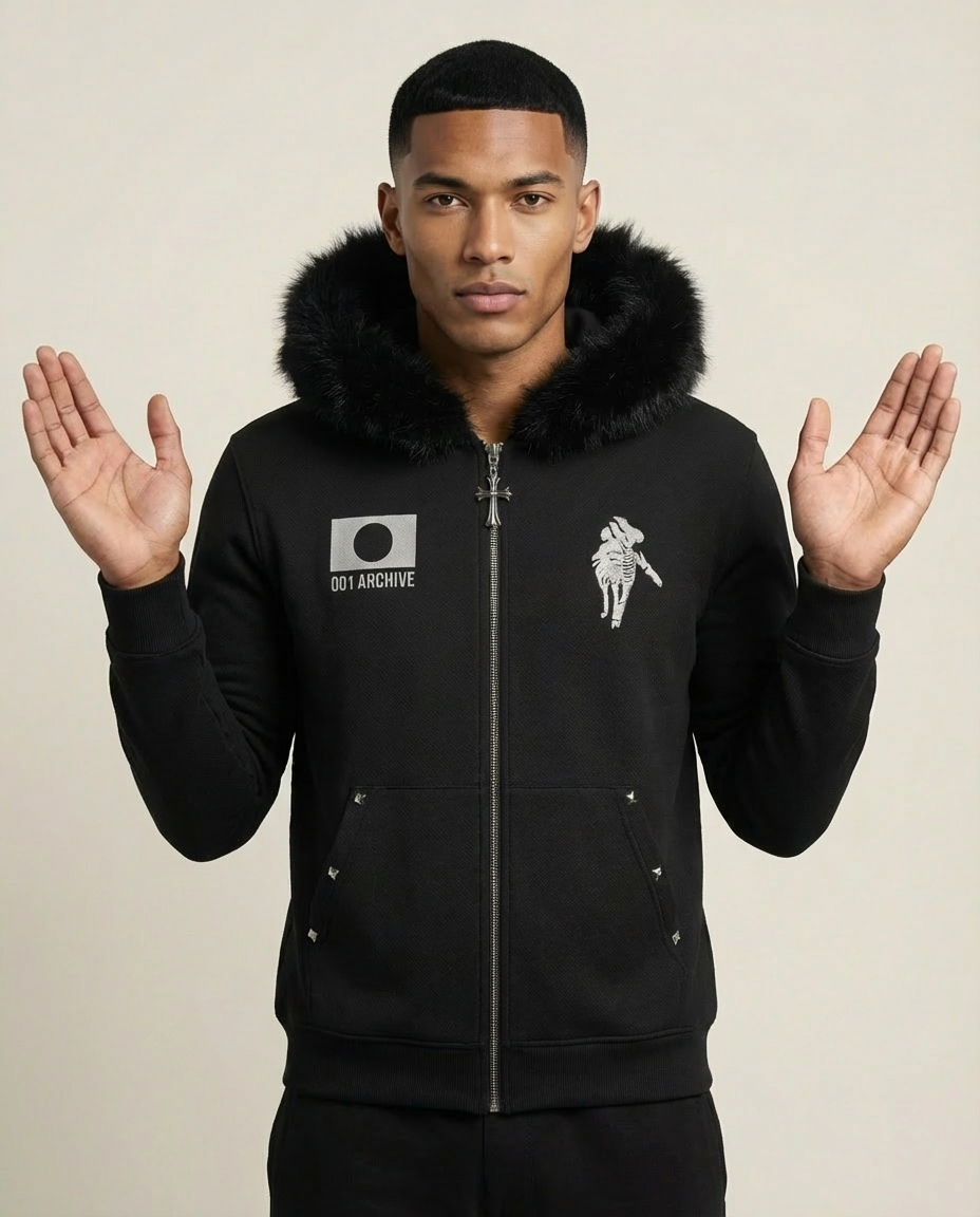 Sweats - Graphic Fur-Trim Hoodie