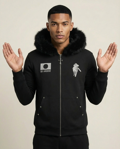 Sweats - Graphic Fur-Trim Hoodie