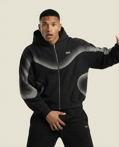 Sweats - Curved Panel Graphic Full-Zip Hoodie