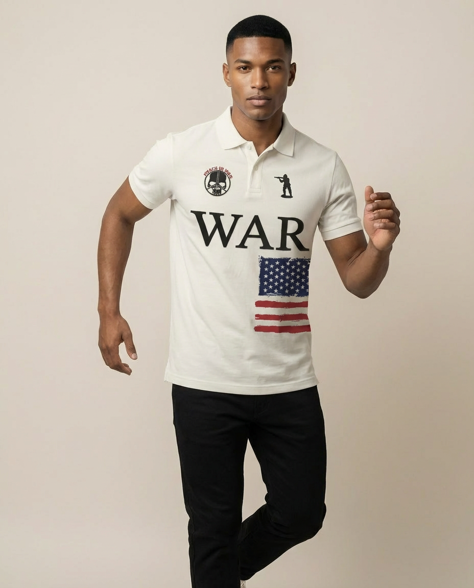 Sweats - "WAR" Graphic Short-Sleeve Polo