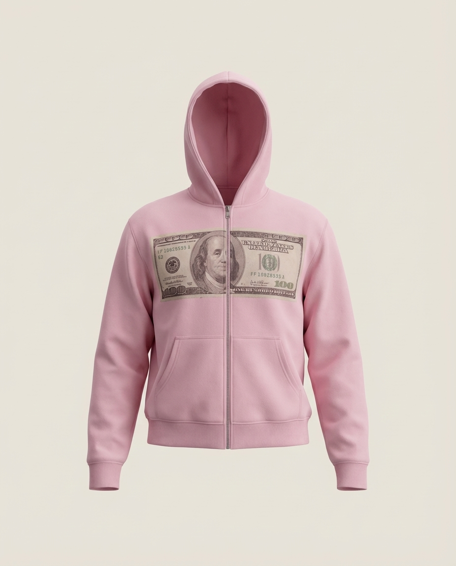 Sweats - 100 Dollar Bill Distressed Zip-Up Hoodie