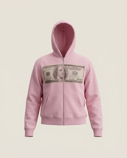 Sweats - 100 Dollar Bill Distressed Zip-Up Hoodie
