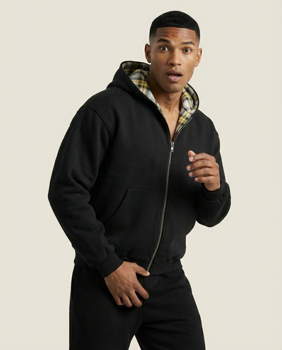 Sweats - Reversible Plaid Zip-Up Hoodie