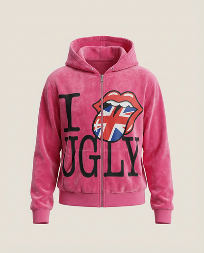 Sweats - Distressed "I Ugly" Full-Zip Hoodie