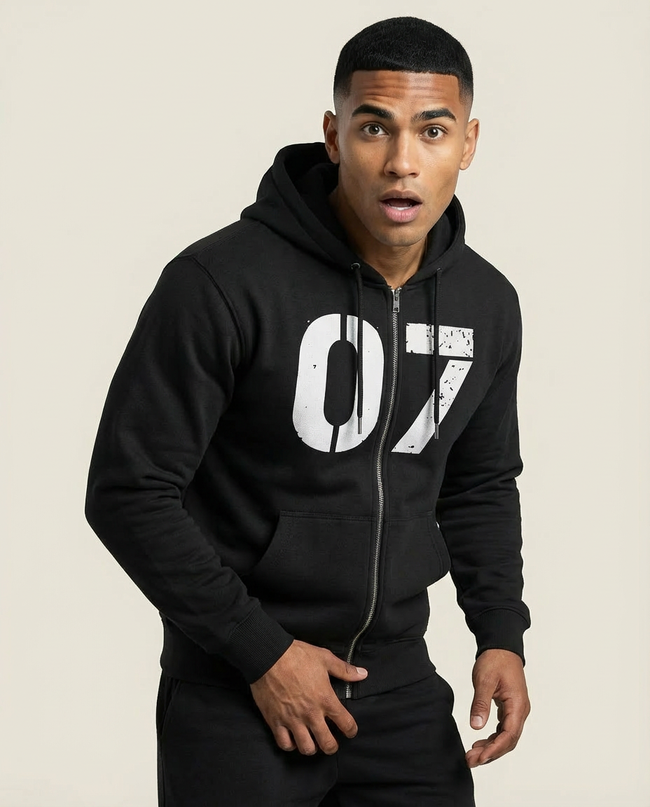 Sweats - Number Print Zip Up Hoodie