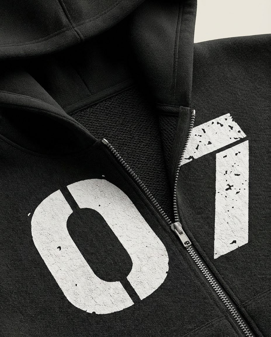 Sweats - Number Print Zip Up Hoodie