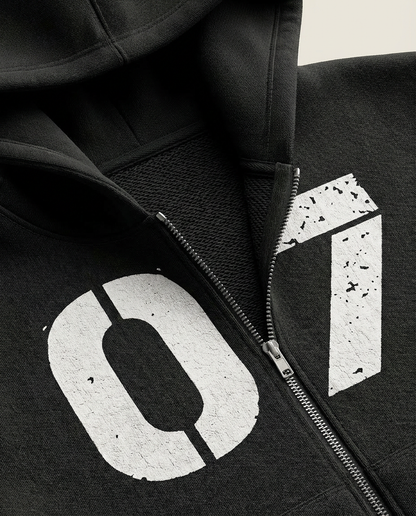 Sweats - Number Print Zip Up Hoodie