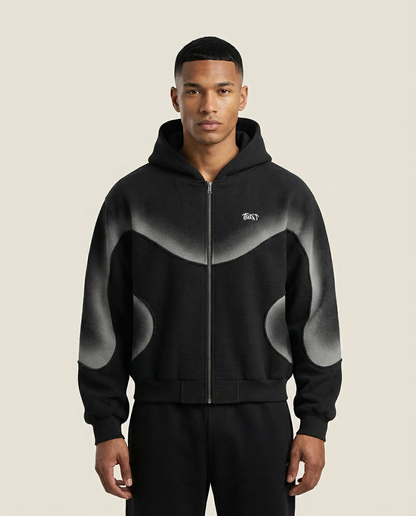 Sweats - Curved Panel Graphic Full-Zip Hoodie