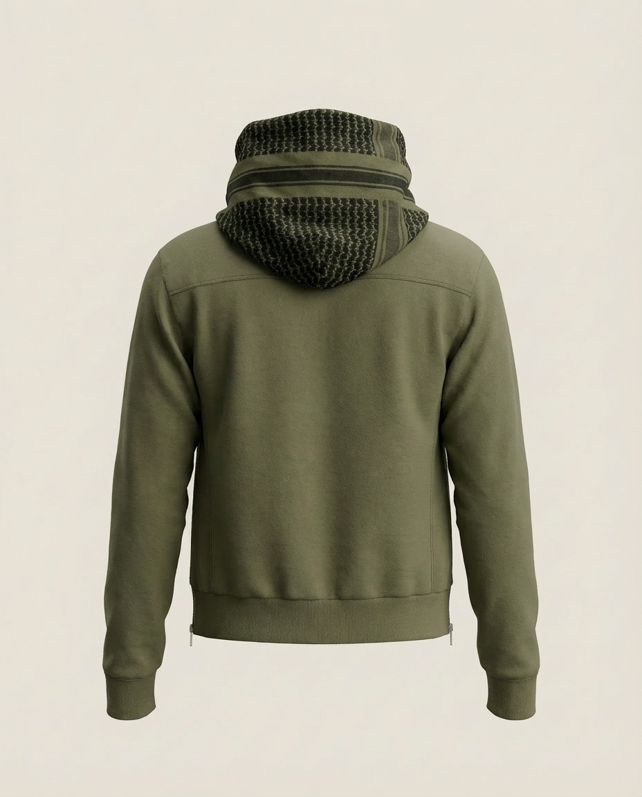 Sweats - Graphic Zip-Up Hoodie with Cowl Neck