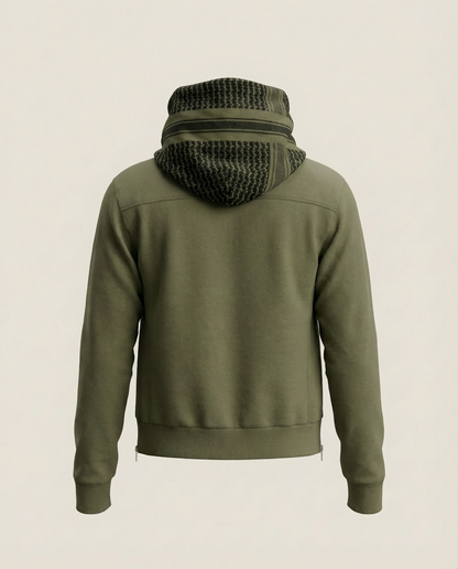 Sweats - Graphic Zip-Up Hoodie with Cowl Neck