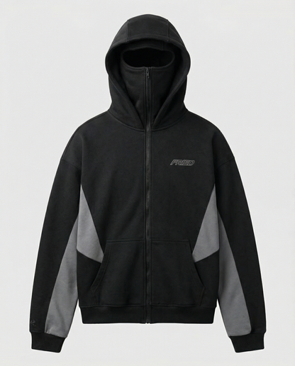 SWEATS® BLACK/GREY - BALACLAVA ZIP HOODIE