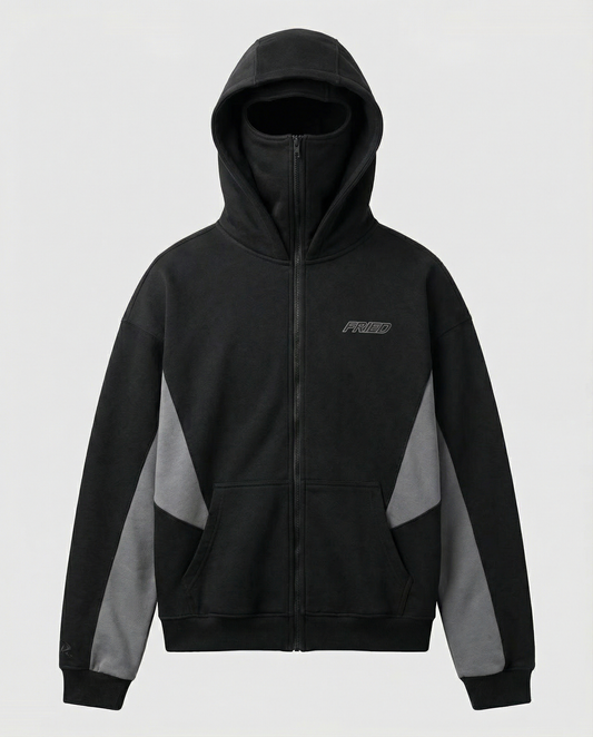 SWEATS® BLACK/GREY - BALACLAVA ZIP HOODIE