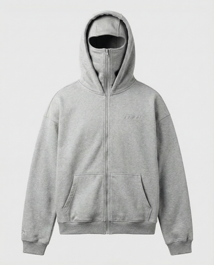 SWEATS® MELANGE GREY - BALACLAVA ZIP HOODIE